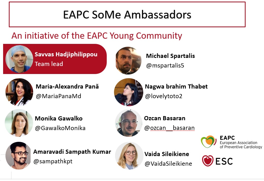 🚨 Follow the EAPC SoMe Young Ambassadors 🚨 Thank you for your amazing work to keep us updated on everything related to the EAPC: @MariaPanaMd / @GawalkoMonika / @sampathkpt / @mspartalis5 / @lovelytoto2 / @ozcan__basaran / @VaidaSileikiene 🥳 #cvprev #cardiotwitter