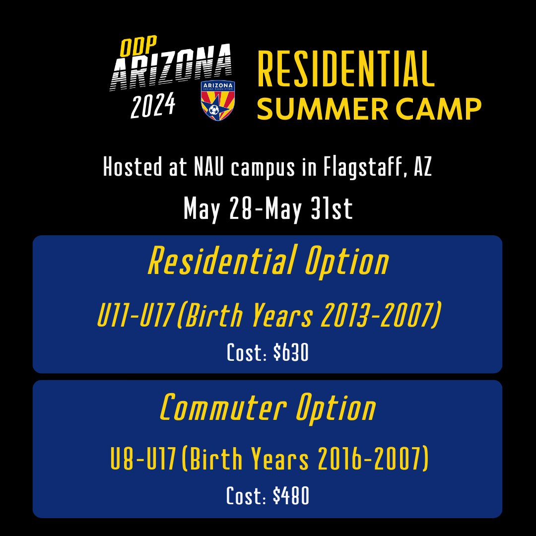 Sign up for 2024 ODP Residential Summer Camp Led by ODP coaching staff. azsoccerassociation.org/camps-clinics/