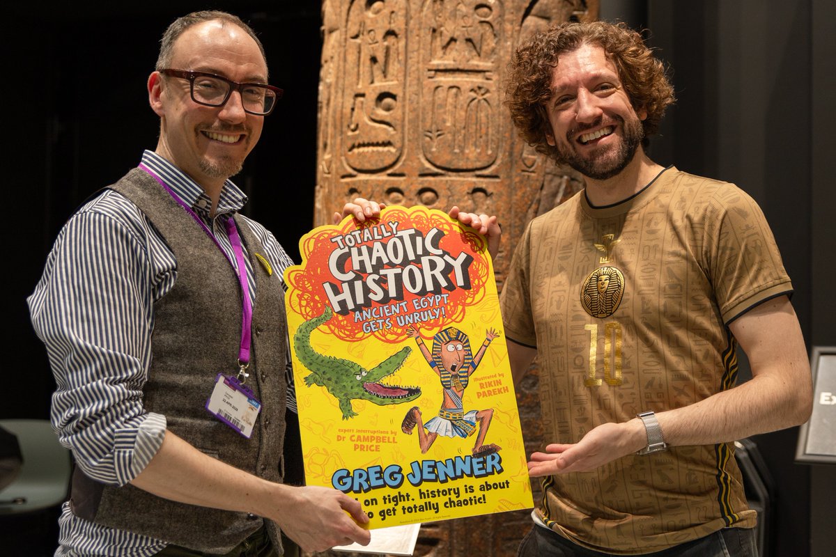 We had a lot of fun welcoming the fantastic @greg_jenner into our museum to celebrate the launch of 'Totally Chaotic History: Ancient Egypt Gets Unruly', with Dr. Campbell Price @EgyptMcr Thanks to everyone who came along to this sell out event! #TCHMuseumTrail