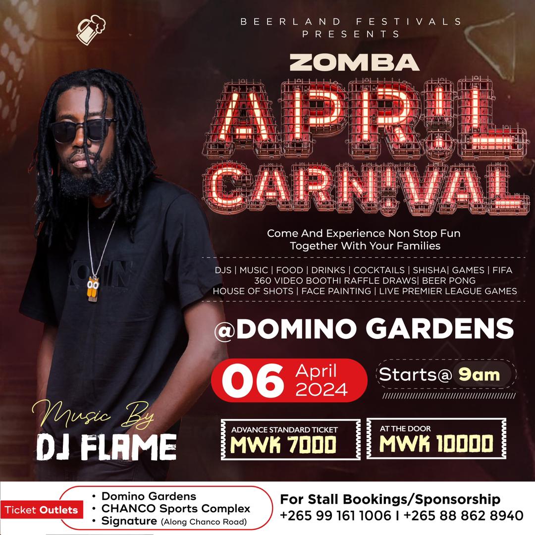 TibrahMw's tweet photo. Zomba People come with your families👩‍❤️‍👨👩‍❤️‍👨 at Domino Gardens to experience an enjoyable moment.

Music by:👇👇👇👇👇👇👇

Dj Aux|Dj Flame|Dj Vinneq|Dj West|Dj Love

Afana oti Basi and Twnda Live🤝.

Ticket available at MK5000.

#ZombaBeerland 
#ZombaEvents 
#ZombaAprilCarnival https://t.co/FOXmGtba93