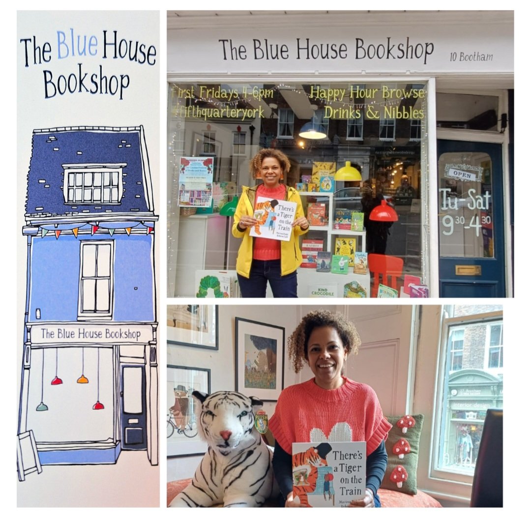 I loved visiting @bookishkids in York today to sign copies of There's a Tiger on the Train (by me and @rebecca_cobb)! What a gorgeous bookshop 😍 with a great selection of children’s titles. And such a warm welcome from Richard. I'll be back!🐯💖 @FaberChildrens #indiebookshops