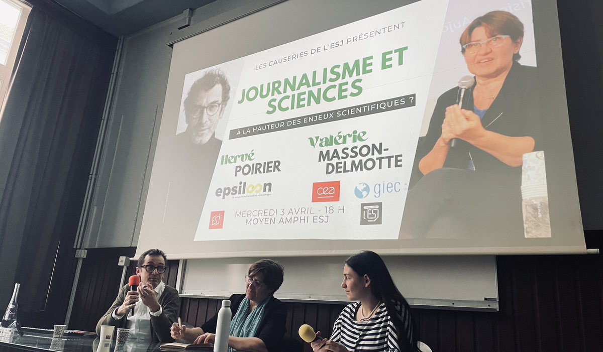 «Journalisme et sciences, à la hauteur des enjeux scientifiques?» Merci à @valmasdel (@LSCE_IPSL) et Hervé Poirier (@Epsiloon_mag) pour cette discussion sur le thème dans le cadre des @LesCauseriesEsj via .@ESJLille