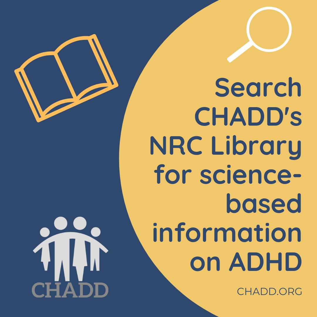 Are you looking for a book or research articles on ADHD? CHADD's National Resource Center Library has a searchable database. Visit our library today!

bit.ly/CHADDLibrary

#ADHD #CHADD #library #research #books #adhdresources #adhdsupport #adhdawareness #adhdlife #adhdtwitter