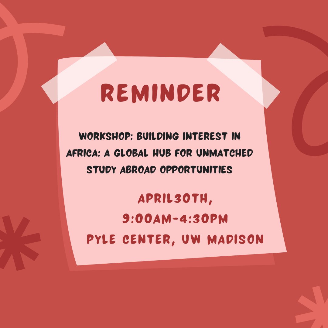 During this day-long workshop co-hosted by the School for International Training (SIT), participants will discuss existing opportunities for study abroad in Africa and more!