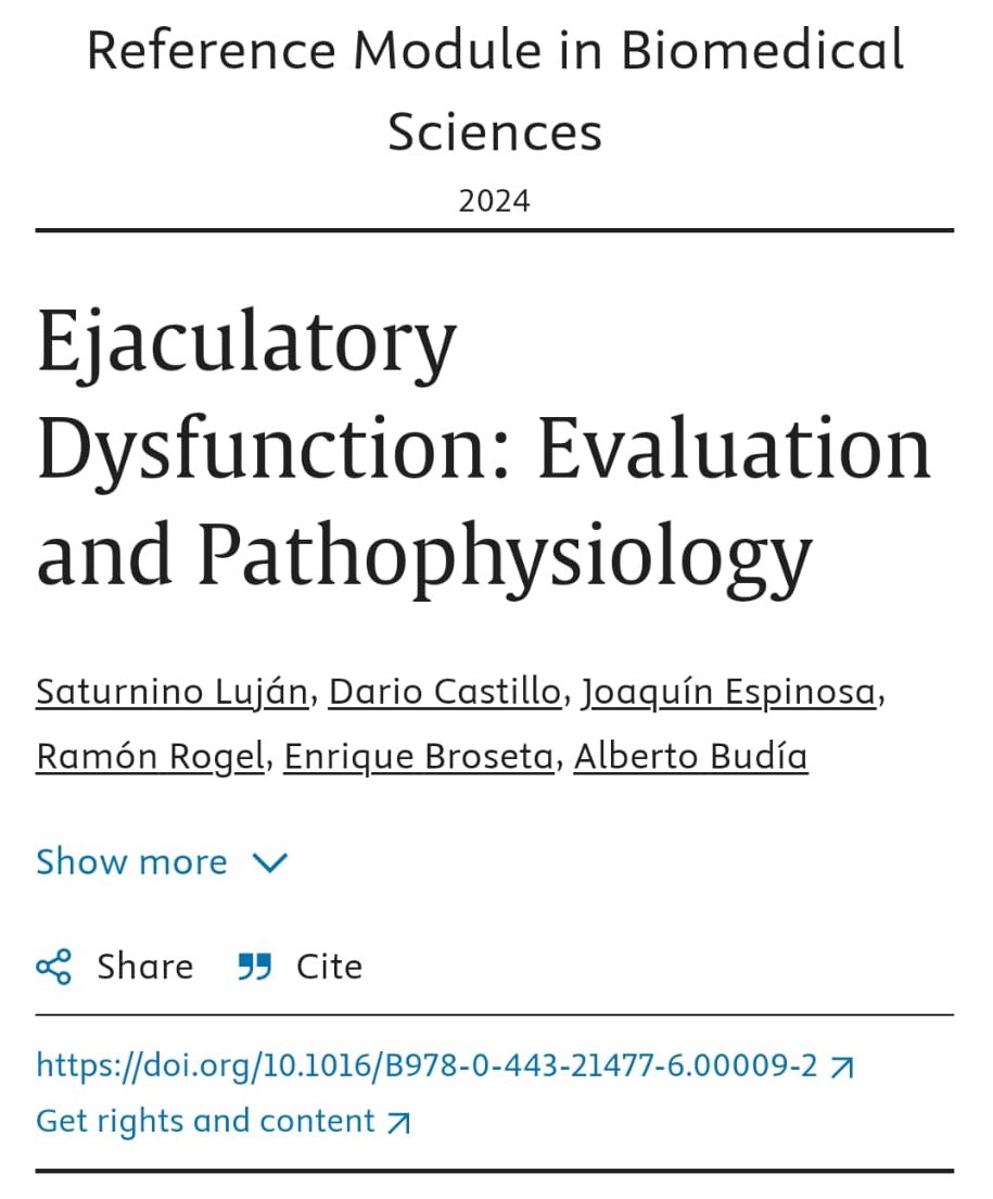 A new publication! Ejaculatory dysfunction: evaluation and pathophysiology. <a href="/dariocastillo7/">Darío J. Castillo</a> <a href="/satlujan/">Sátur Luján</a> <a href="/RamonRogel/">Dr. Ramón Rogel</a> <a href="/albertobudiaalb/">alberto budia alba</a> <a href="/UrologiaLaFe/">UrologiaLaFe</a> <a href="/HospitalLaFe/">HospitalLaFe</a> 
doi.org/10.1016/B978-0…