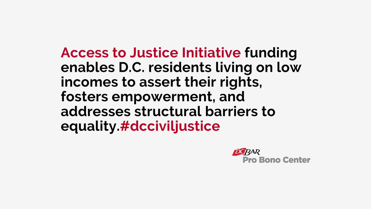 The Access to Justice Initiative supports vital, life-changing legal services for our community. That includes our services for tenants facing eviction, parents and caregivers seeking child custody, and elderly residents planning their futures. #dcbudget #accesstojustice