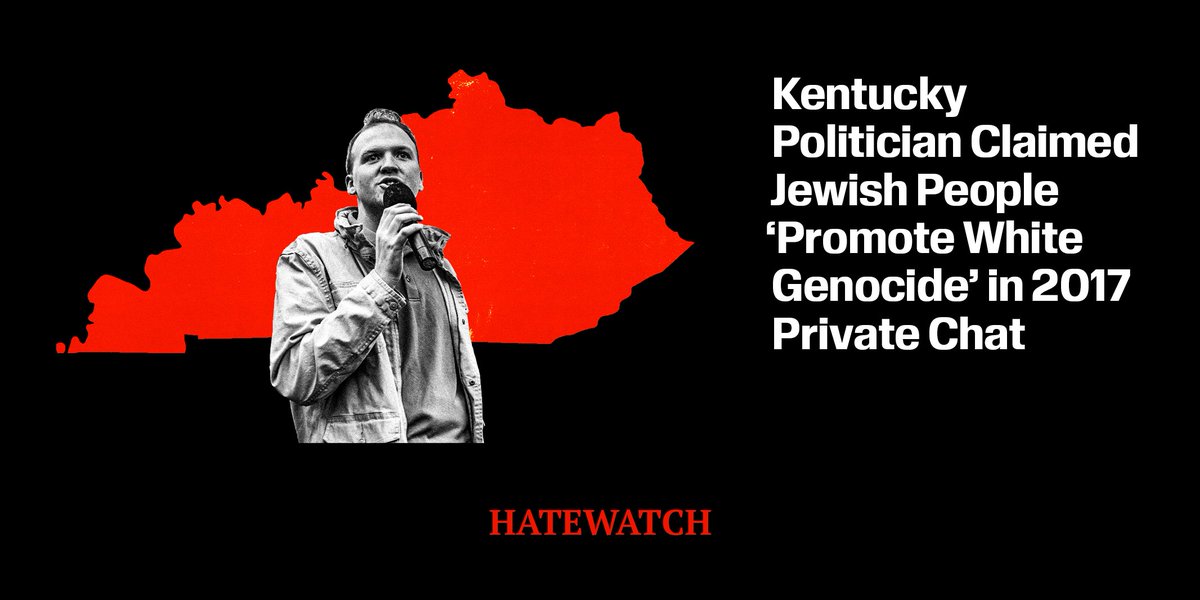 A politician from Boone County, Kentucky, claimed Jewish people promote “white genocide” in a private chat from 2017 that #Hatewatch obtained. He is now a candidate for Kentucky’s House of Representatives in District 66. #RefuseHate 📲 bit.ly/4awTWHa