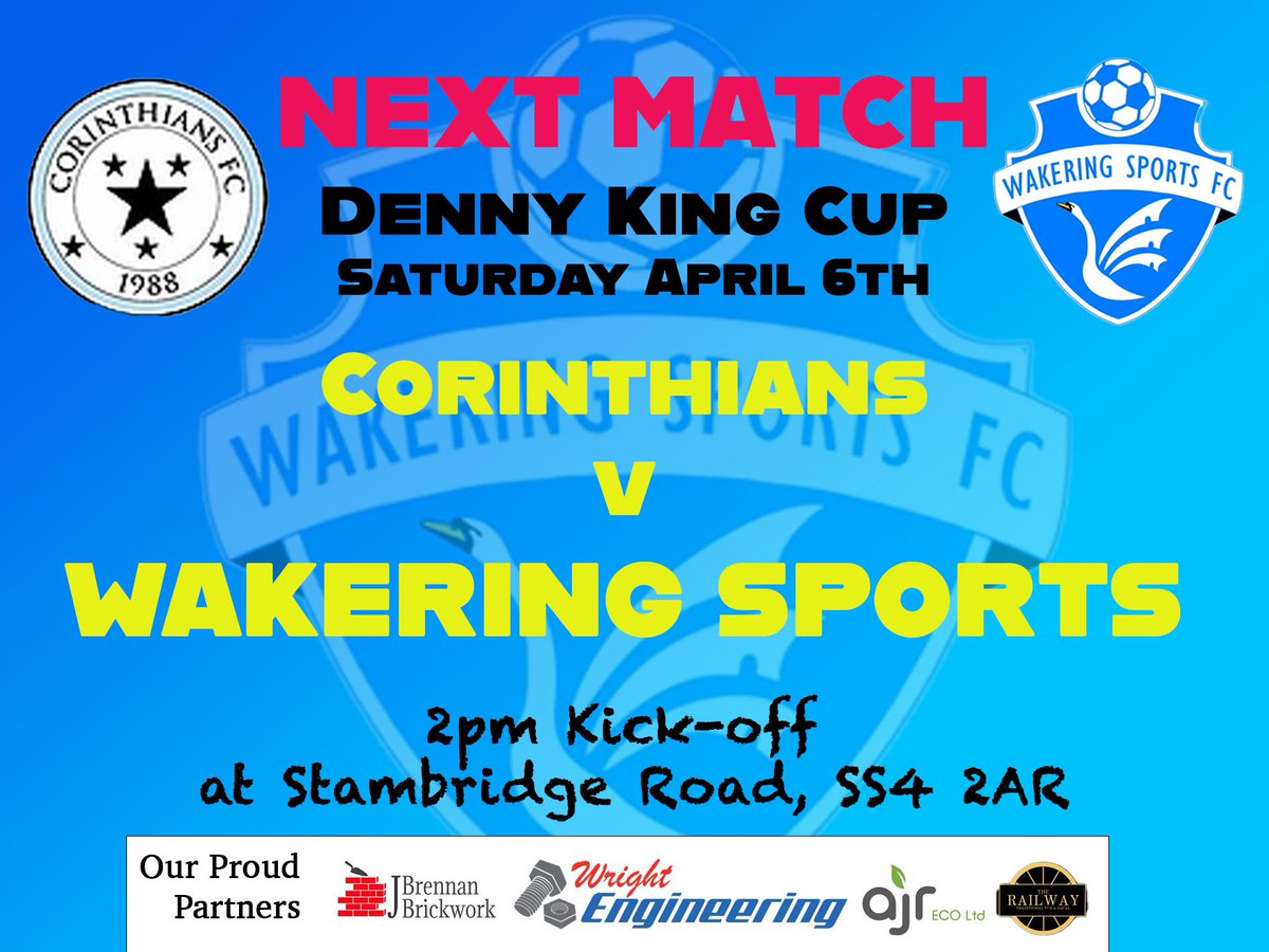 This weekend @Wakering_Sports Firsts have a week off from the @eofl Div 1 as they meet @_corinthiansf_c in The Denny King Memorial Cup. Good luck to #UpTheSports. @MyLocalFootball @mysouthend