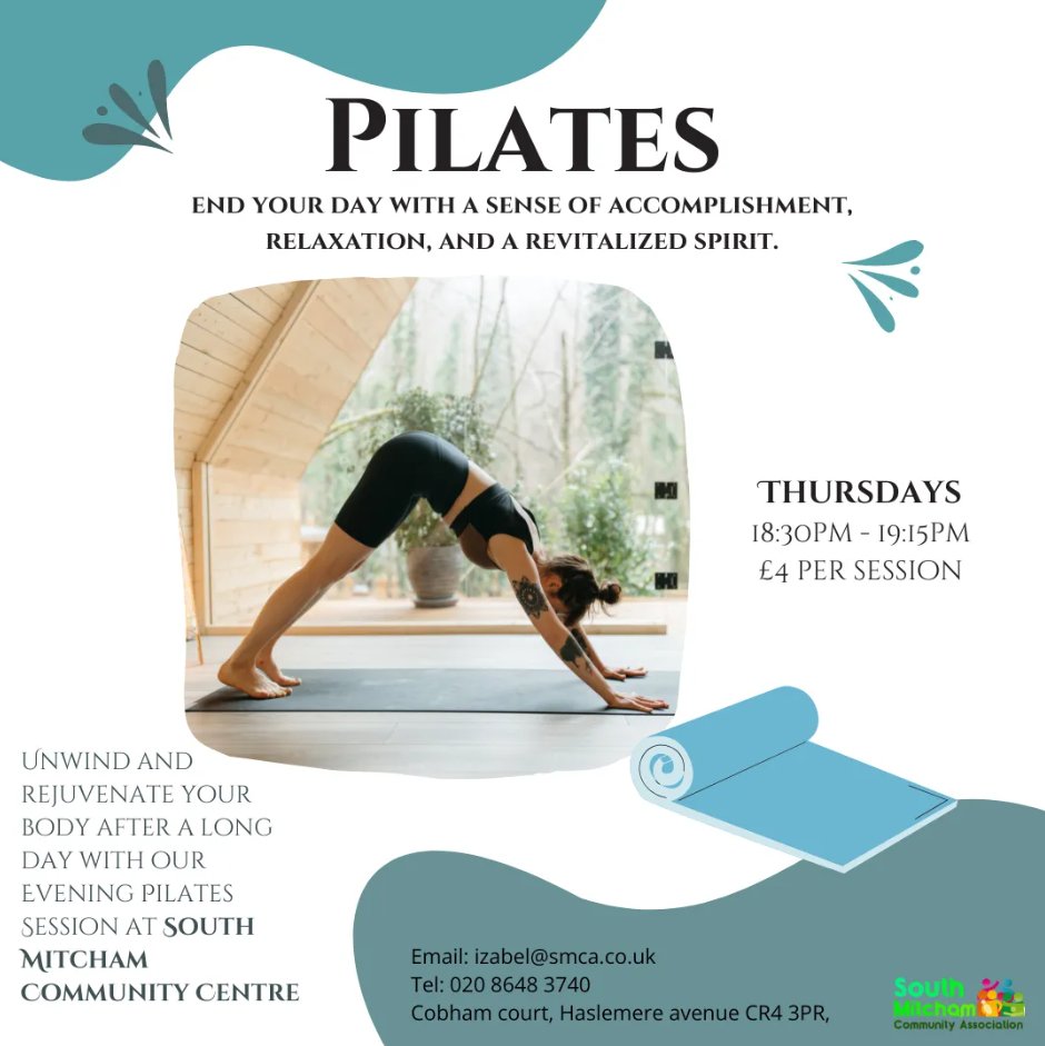 Looking for a new way to prioritise your physical and mental health? Shout out to our members @SMCA and their new evening Pilates sessions. Join on Thursdays from 18:30 - 19:45 for only £4 per session! Find all the details: bit.ly/43wH5lX