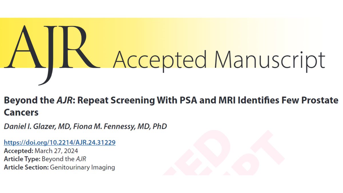 Andrew Rosenkrantz (@arosenkrantzmd) on Twitter photo New <a href="/AJR_Radiology/">AJR</a> Accepted Manuscript:
"Beyond the AJR: Repeat Screening With PSA and MRI Identifies Few Prostate Cancers"
By Drs Glazer & <a href="/FennessyFiona/">Fiona Fennessy</a> <a href="/BrighamRad/">Brigham and Women's Radiology</a>
ajronline.org/doi/10.2214/AJ… New <a href="/AJR_Radiology/">AJR</a> Accepted Manuscript:
"Beyond the AJR: Repeat Screening With PSA and MRI Identifies Few Prostate Cancers"
By Drs Glazer & <a href="/FennessyFiona/">Fiona Fennessy</a> <a href="/BrighamRad/">Brigham and Women's Radiology</a>
ajronline.org/doi/10.2214/AJ…