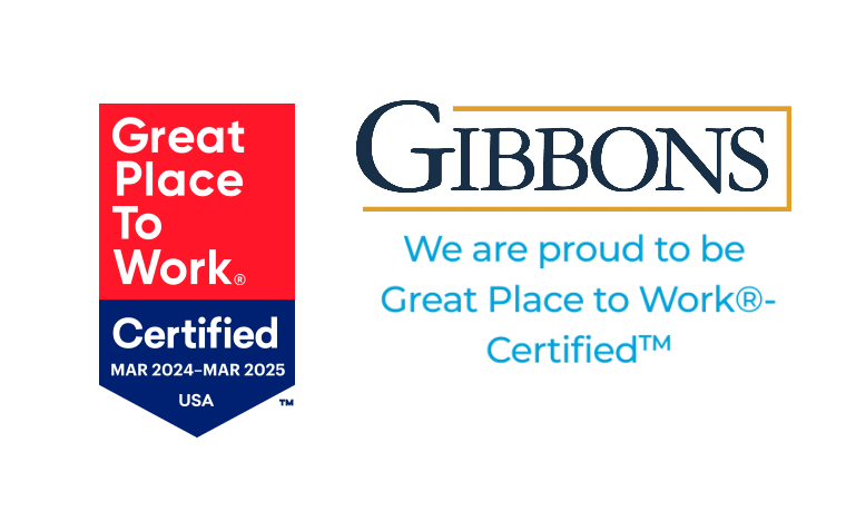 We are excited to announce that Gibbons has been certified by Great Place To Work US for the 9th consecutive year. The certification is based on feedback provided by Gibbons employees through an anonymous survey distributed by Great Place to Work®. tinyurl.com/bdf96m23