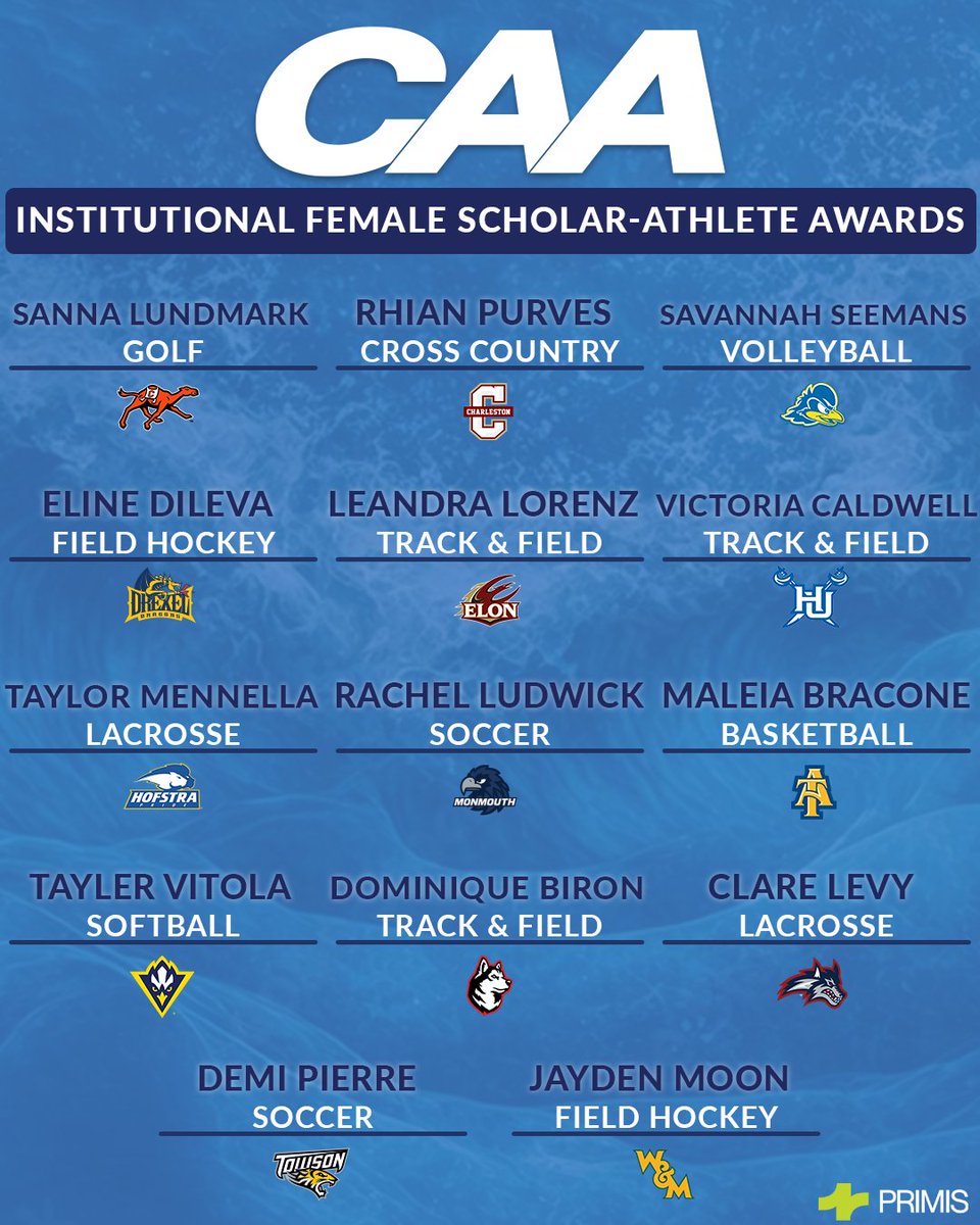 Take a look at all 14 CAA Institutional Female Scholar-Athlete Award winners presented by Primis

➡️ bit.ly/3TDJpD0