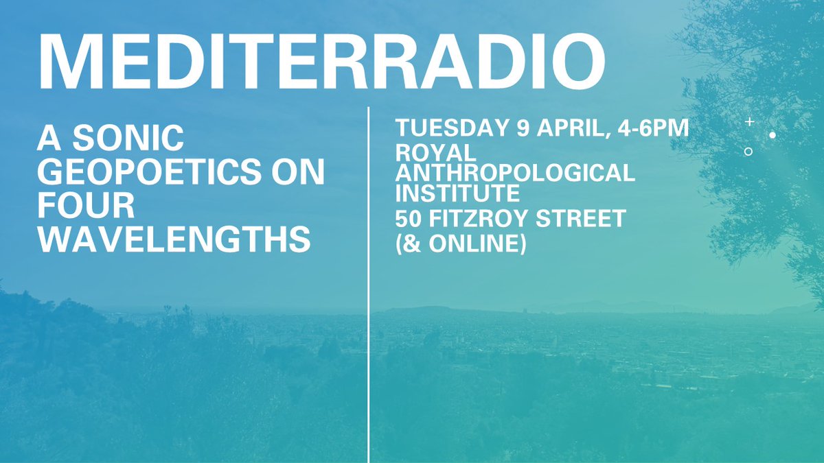 Obviously this isn't important but the organisers have asked me to plug this soooo... I'm giving a talk next week on wavelengths and geopoetics and a neighbourhood called radio in beloved Athens and the city as a song sung across the sea. Please come! therai.org.uk/events/events-…