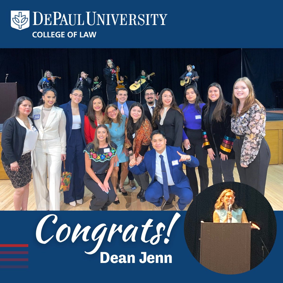 CONGRATS @DePaulLawDean on receiving the Trailblazer Award from @wbaillinois & @HLAITweets. Dean Jenn has been recognized and honored for her commitment to diversity through her mentoring, creation of innovative programs and presentations to national orgs. #DePaulLawProud