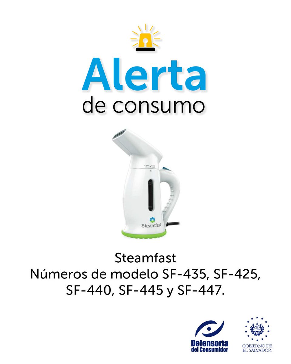 La Defensoría del Consumidor (DC) alerta por riesgo de quemaduras durante el uso de vaporizadores de ropa portátiles. ⚠️ Conoce más detalles en el comunicado de prensa: defensoria.gob.sv