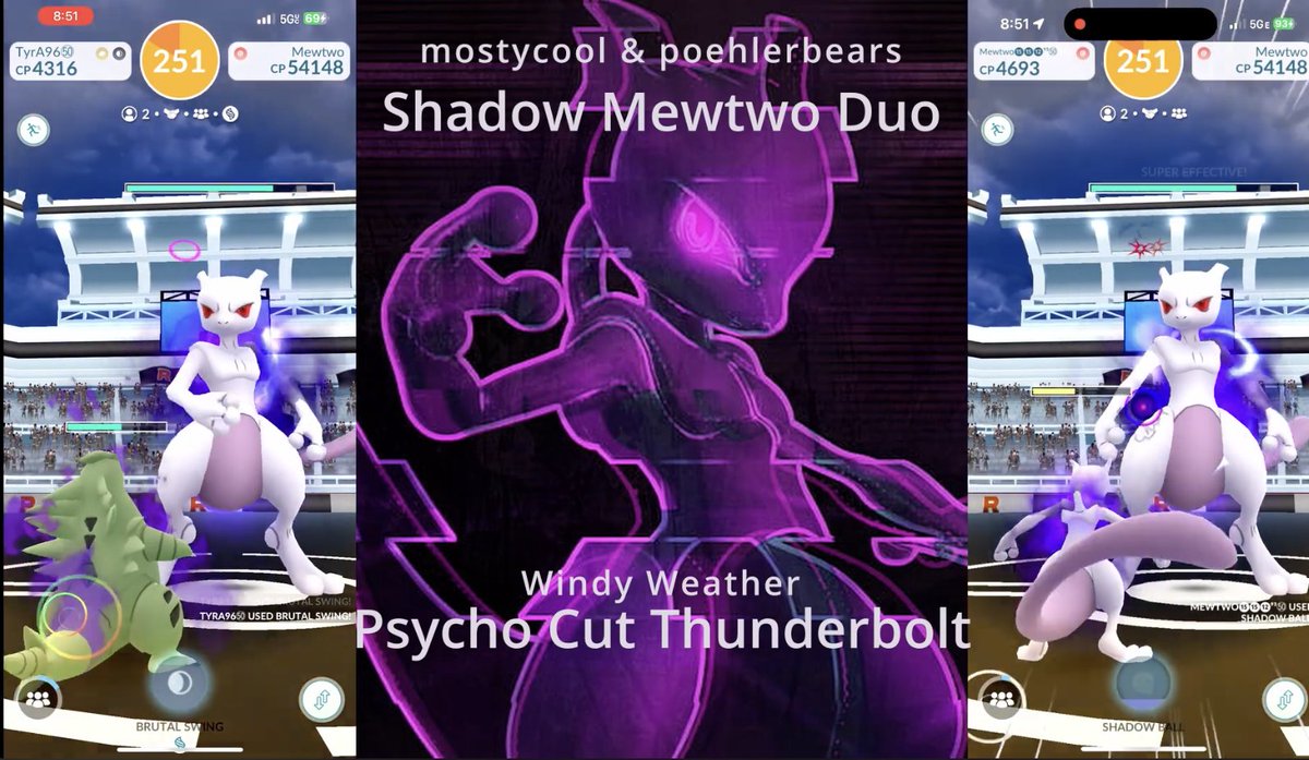 Enjoyed #ShadowMewtwo this past weekend? So did @mostycool and I when we DUO'd Shadow Mewtwo in #PokemonGO! 🥳

🪁 Windy weather
⚡️ Psycho Cut/Thunderbolt
🥊 Level 50 counters and best friend + Party Power bonuses

✨ Stay tuned for a nice shiny surprise!
youtube.com/watch?v=Z5phoJ…
