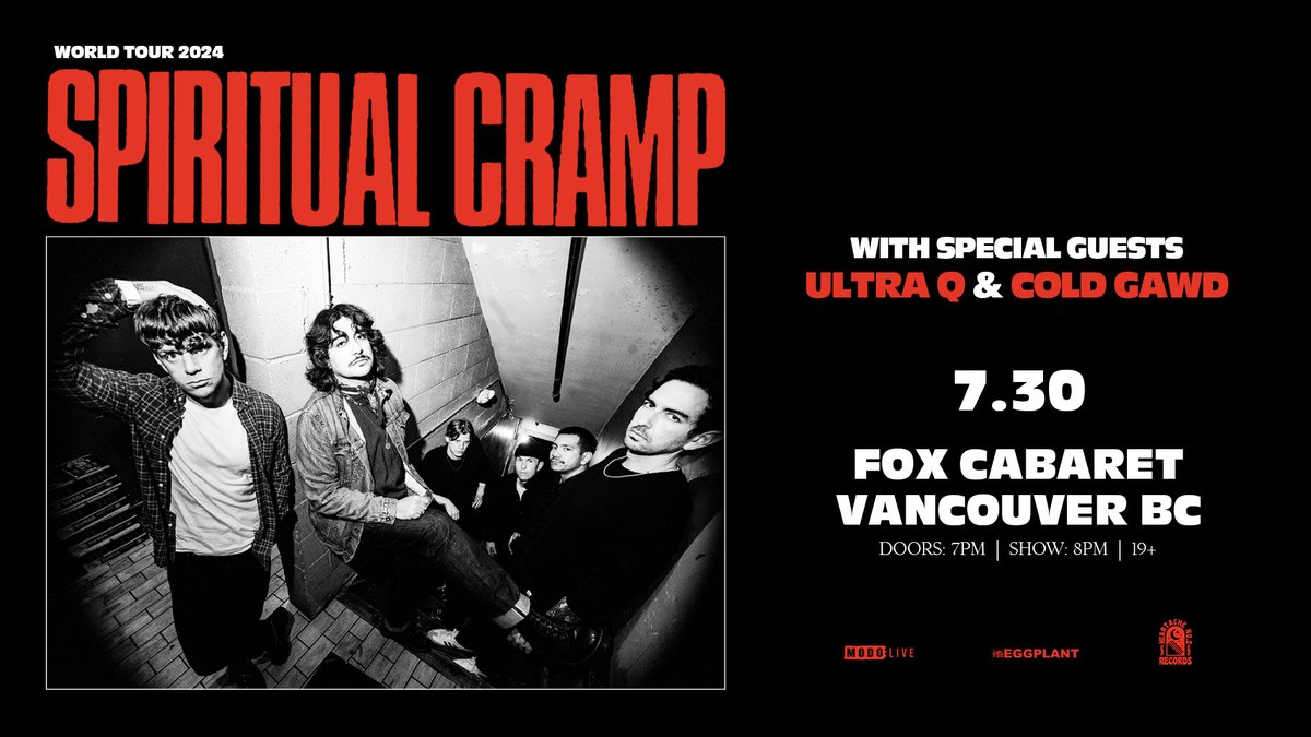 JUST ANNOUNCED⚡ American punk rock band @Spiritual_Cramp bring their world tour to @FoxCabaret on July 30th. Special guests Ultra Q + Cold Gawd. Tickets on-sale Friday, April 5th at 10am local. found.ee/SpiritualCramp… #spiritualcramp #punk #rock #yvrevents #vancitybuzz