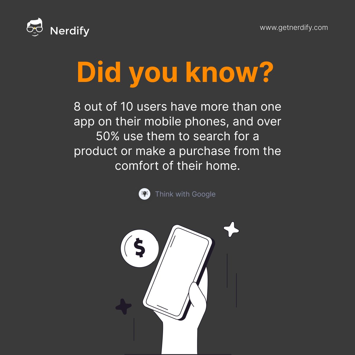 Mobile apps are the go-to for over 80% of users! Are you leveraging this trend to connect with your customers? Let's create a seamless mobile experience for your brand and boost your sales from the comfort of their homes! 🛋️📱

#GetNerdify #Nerdify #MobileApps #UserEngagement