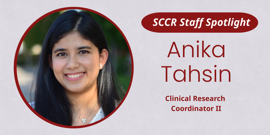'I've had a passion to serve the sick & suffering, & I realized #ClinicalResearch is one avenue that allows me to do that,' says Anika Tahsin, who joined #SCCR as a #ClinicalResearchCoordinator. 'I'm looking forward to contributing to some quality clinical research work at SCCR.'