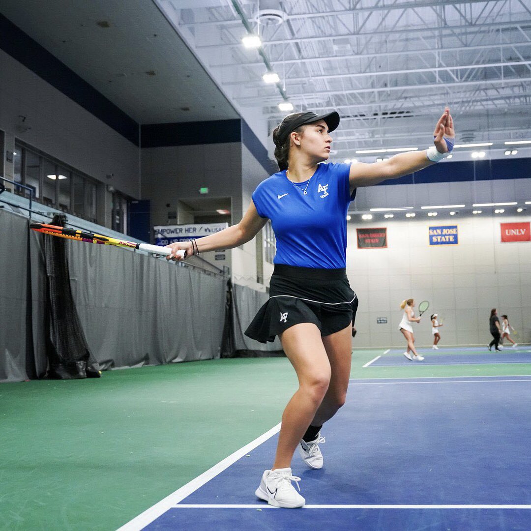 Ready to pack the house this weekend for @AF_Wtennis ⚡️ Free food for cadets on Sunday with first serve at 10 a.m. see you there! 🎾