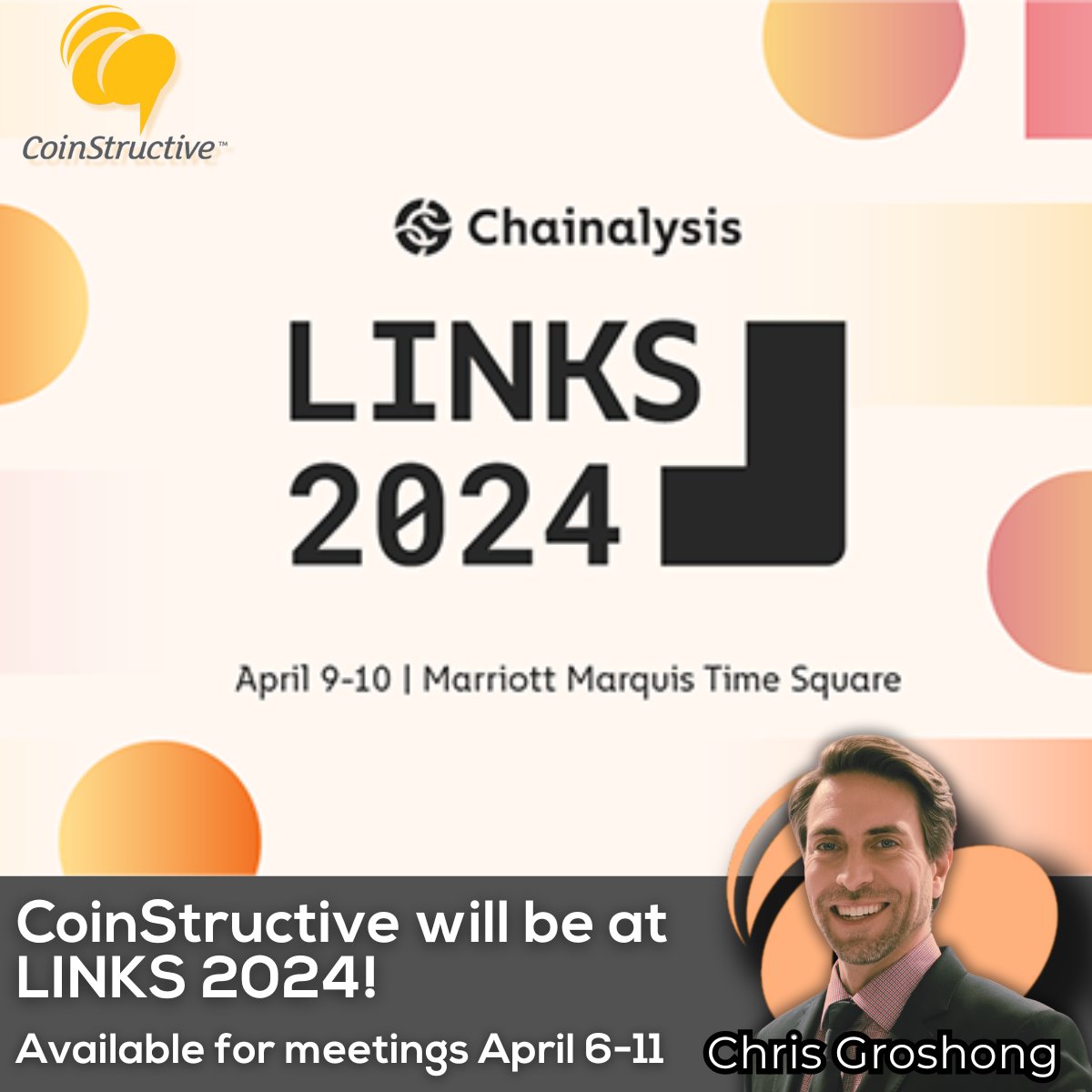 Are you going to #Chainalysis #Links2024? Our @djkinkle will be there and is looking forward to meeting up with old and new faces in the space. If you have the time and you're in the #NewYork area from April 6-11, send Chris a DM to lock something in.