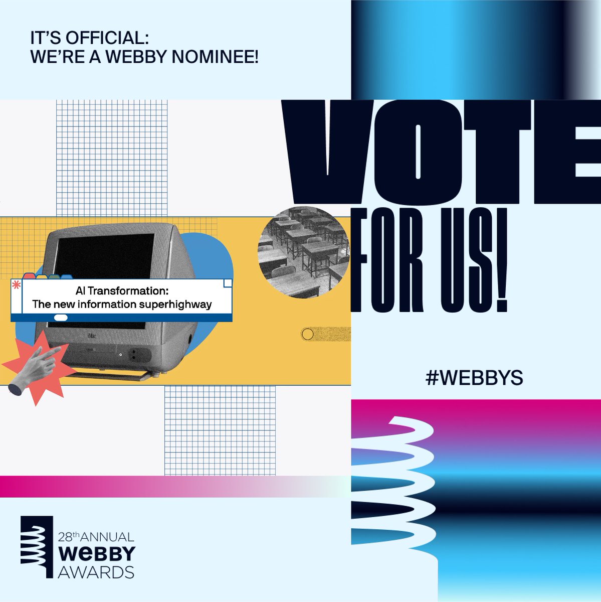 🏆 1 big thing: Axios has been nominated for a Webby Award for our video series AI: The Information Superhighway! Vote for us here: vote.webbyawards.com/PublicVoting#/…