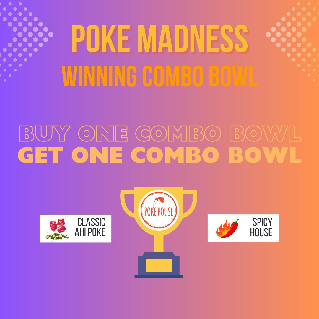 Poke Madness winning bowl BOGO deal this Saturday and Sunday at all locations. 04 /06-04/07. Come early, come hungray! #pokehousetx #atx #eeeeeats