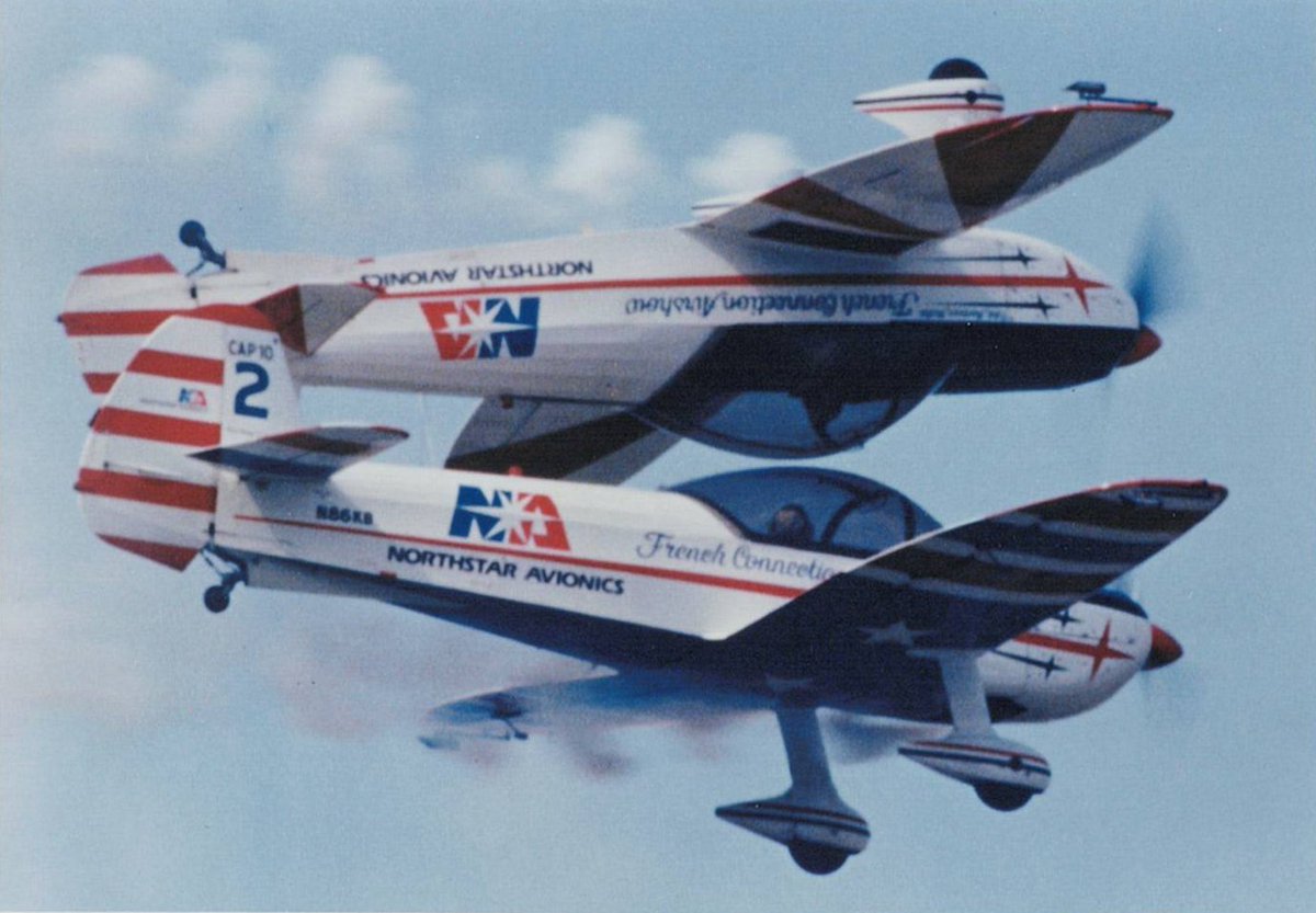 #LookBack at 1977: Daniel Heligon and Montaine Mallet, French aerobatic pilots made their Cleveland debut! The duo was initially called CAP10, but were dubbed “The French Connection” by a publicist at the Cleveland Air Show and the name stuck! #CLEAirShow