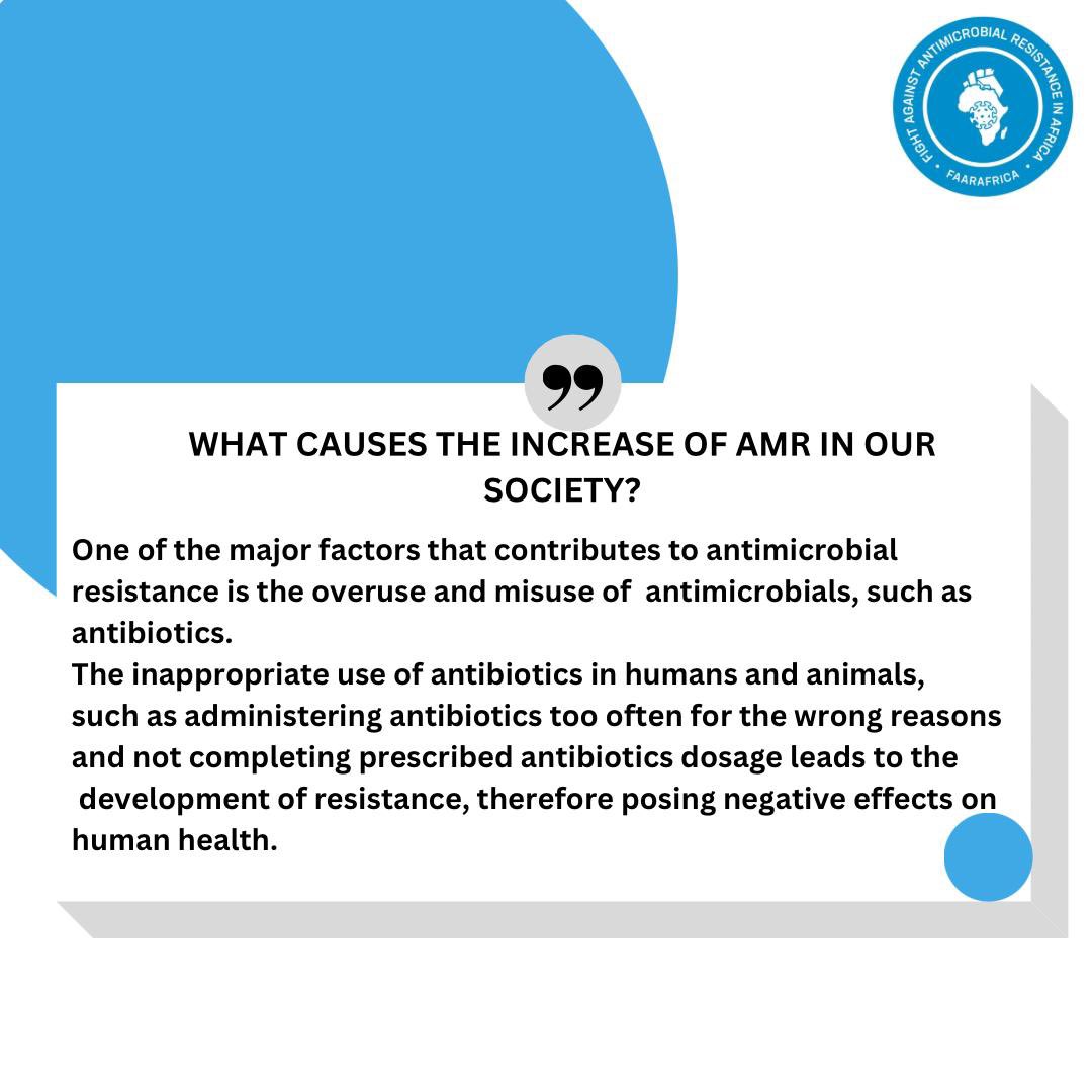 One of the key factors in Antimicrobial Resistance (AMR) is the Misuse and overuse of drugs. However We can curb it by simply ✅ Consulting healthcare professionals when sick ✅ Following prescriptions diligently ✅ Completing antibiotic dosage. #faarafrica #amr
