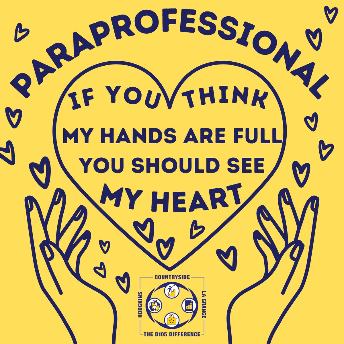We have an incredible group of Paraprofessionals here in D105! We would like to take a moment on this Paraprofessional Appreciation Day to thank each of you for going above and beyond every single day to support our students and staff. WE LOVE YOU, D105 PARAS!! 💛💙