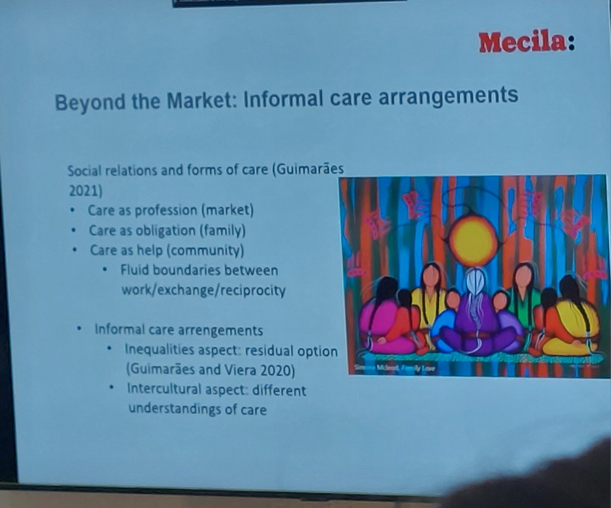TaljaBlokland's tweet photo. Following @usponline scholar Guimaraes, #care needs conceptually differentiation along lines of relations (market,family, community), shows Raquel Rojas @MecilaCentre, &amp; is realted to "what type of life we think is worth living" which is multicultural &amp; challenges state policies. https://t.co/bmoQCAnYZ7