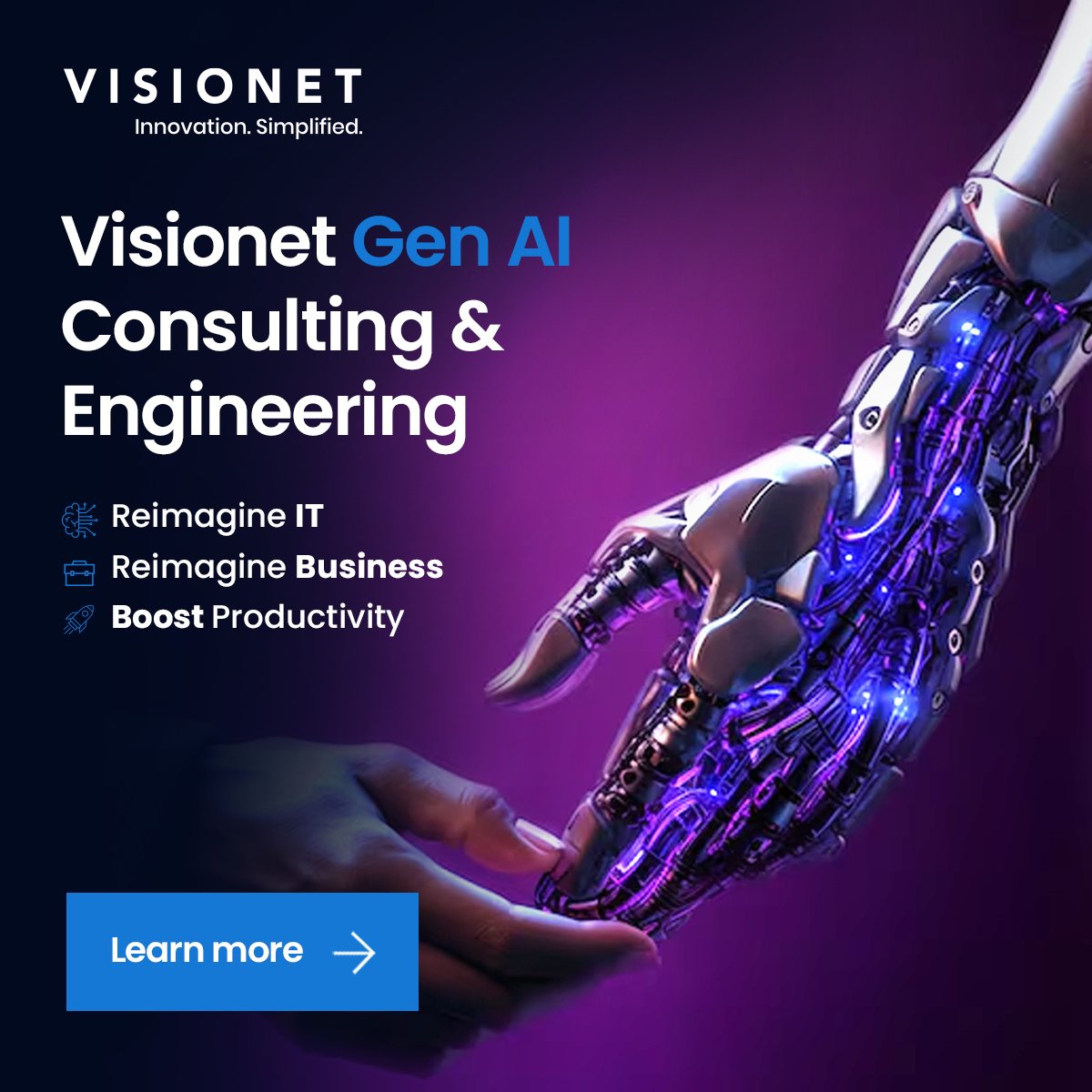 Revolutionize your business with Visionet's Gen AI: where innovation meets expertise! Unlock unparalleled ROI and empower your decision-making with our cutting-edge Gen AI solutions. Learn more: hubs.li/Q02rJ9WB0