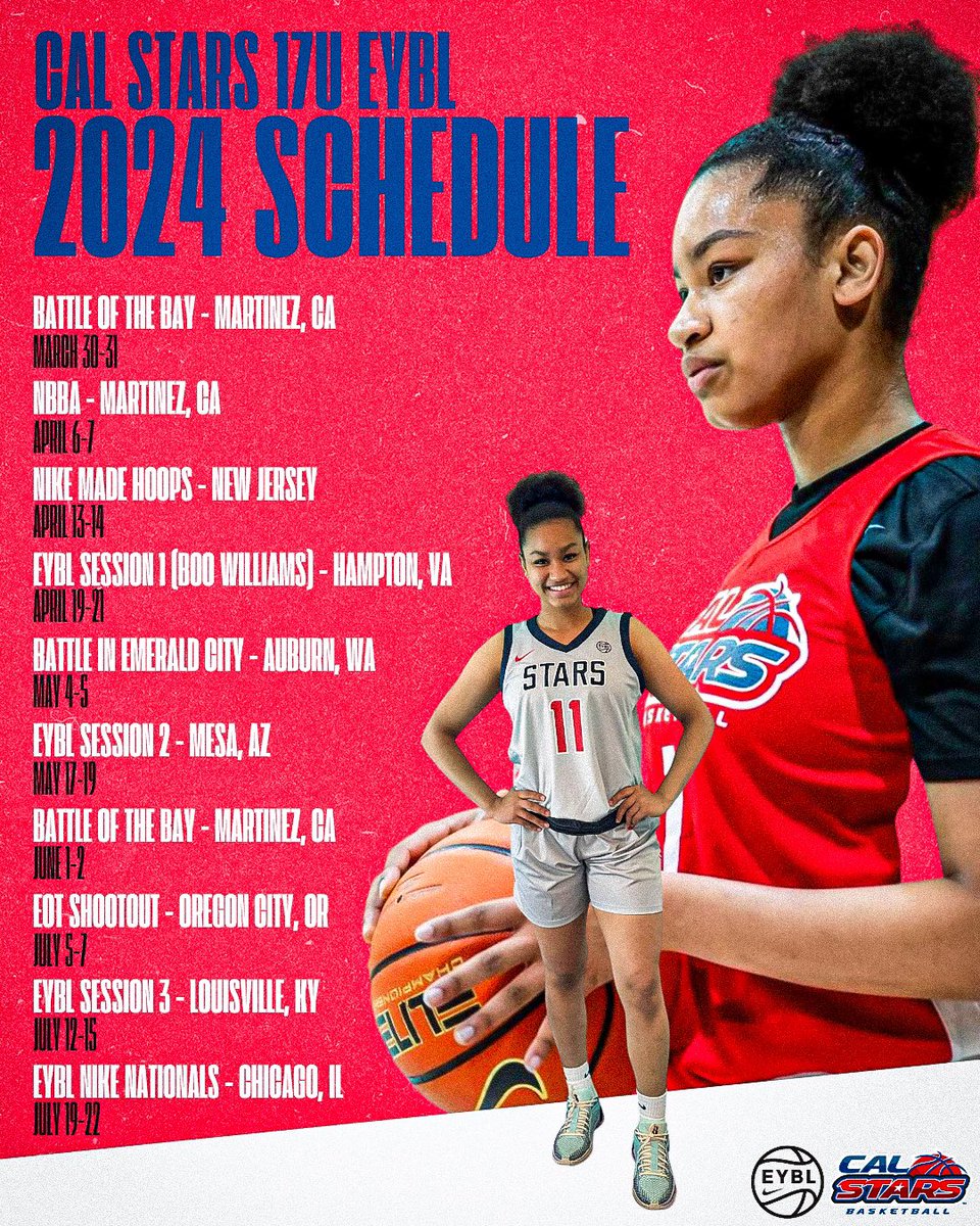 2024 spring/summer schedule…

I am super excited for my last AAU season with Cal Stars!!❤️💙
#onetwostars