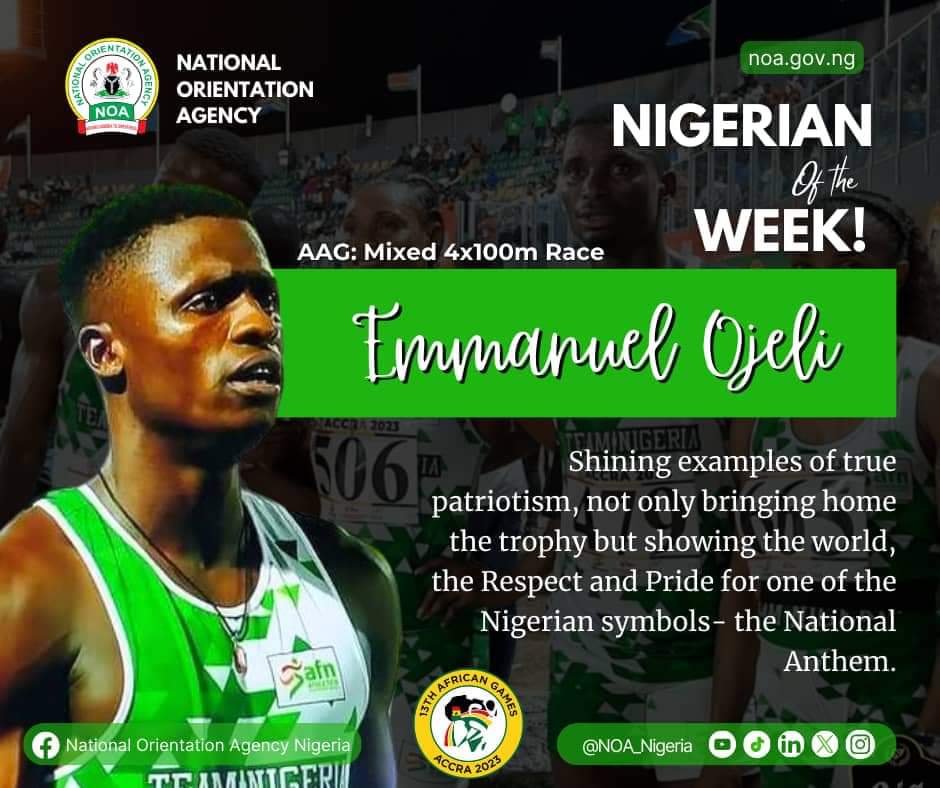 13TH All-African Game The whistle was blown for the 4x100m Mixed race to commence, while Nigeria’s national anthem was rendered for the medal ceremony of the Men's Javelin throw. Despite being on the tracks and the whistle blown for the race to begin, our male athletes stood…