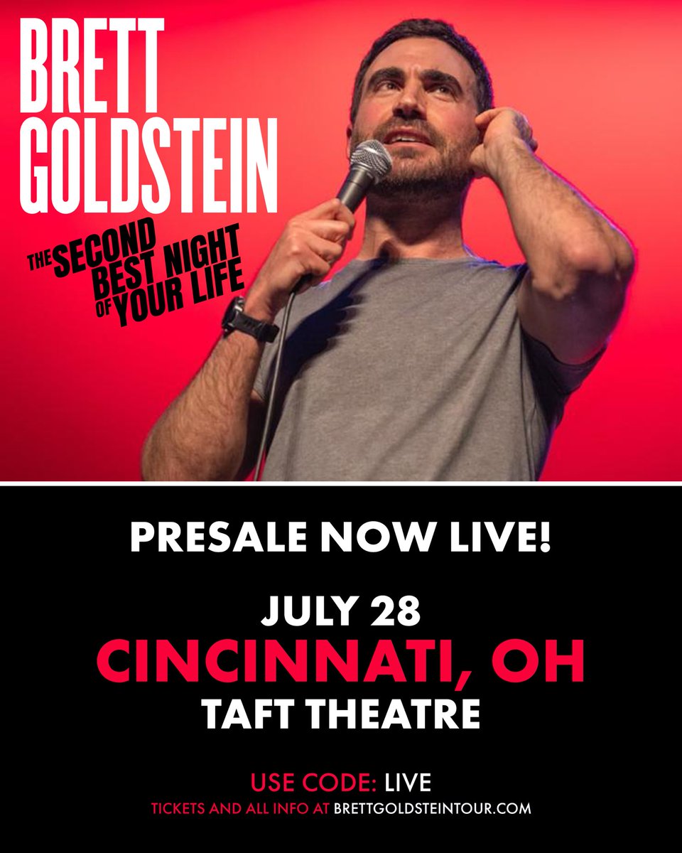 Cincinnati! Get your tickets now using code LIVE for my show on July 28 at the Taft Theatre. Tickets at - ticketmaster.com/event/1600607C…