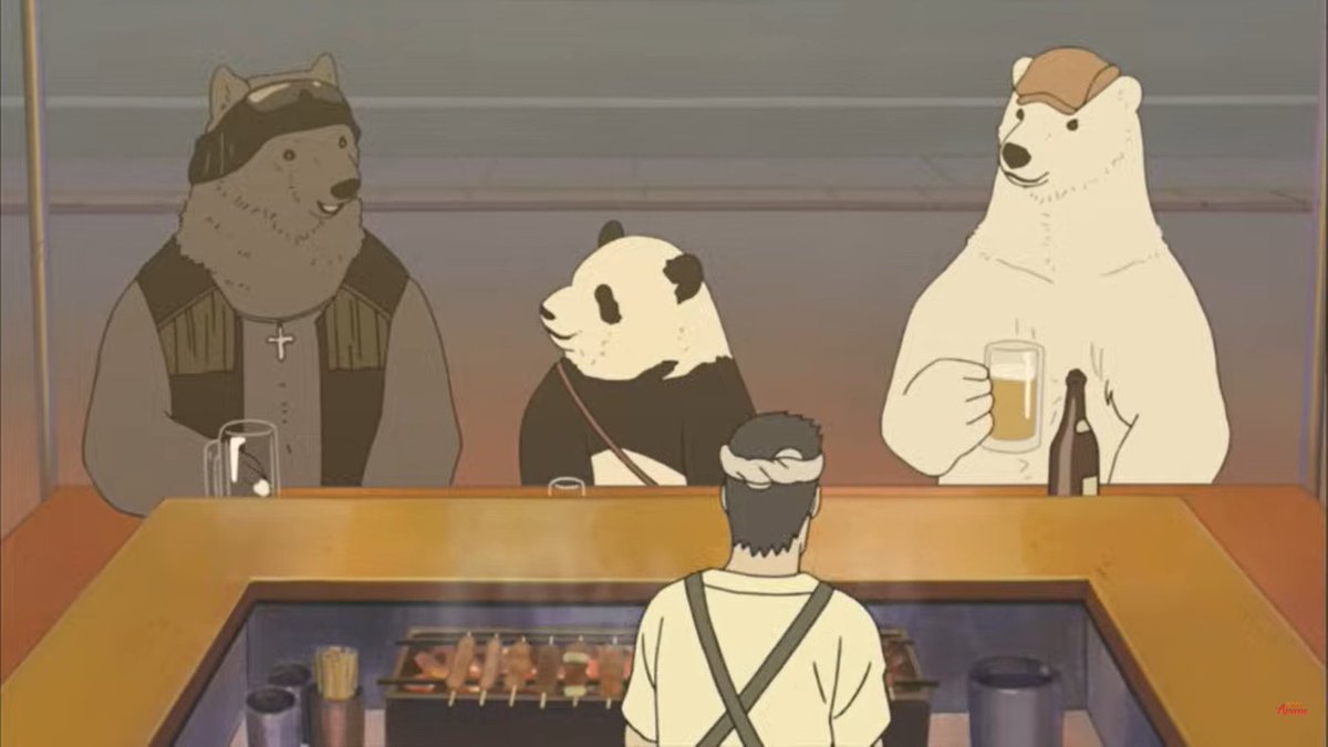 ⠀⠀
⠀⠀⠀"หากมีชีวิตยามเช้าก็ต้องมีชีวิตยามค่ำ หากมีแสงสว่างก็ย่อมมีความมืดใช่มั้ยกริซลีคุง?" ยกดื่ม
⠀
⠀⠀"เถ้าแก่ขอเบียร์สดเพิ่มอีกขวดครับ"