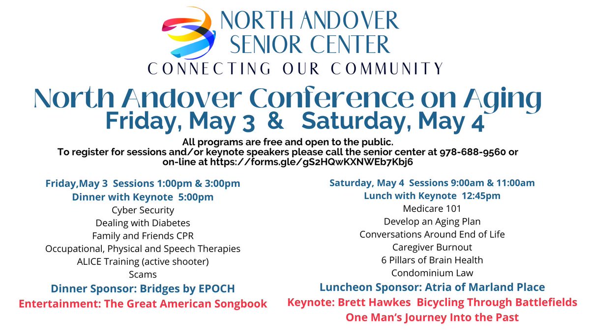 We're looking forward to the 3rd Annual North Andover Conference on Aging!
