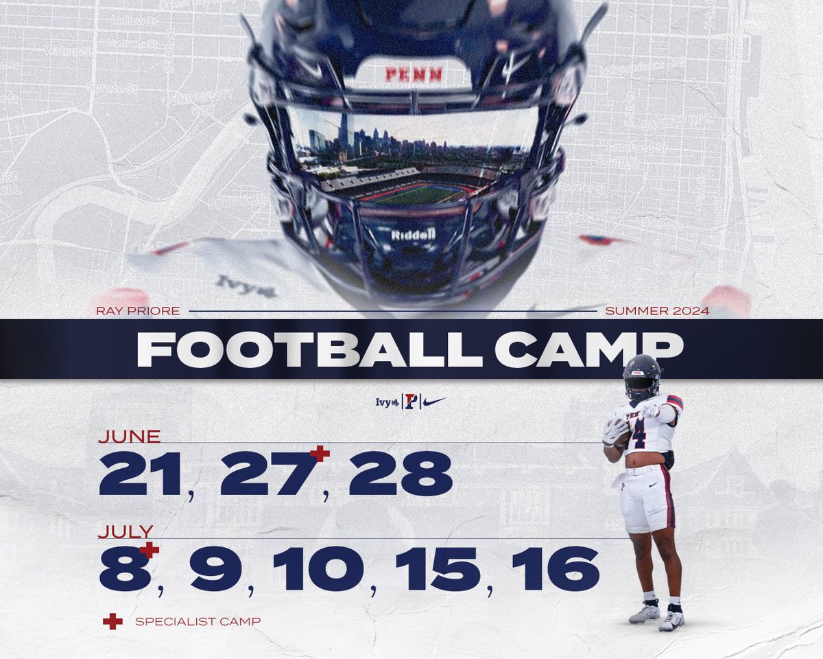 Philly is the place to be this Summer! ☀️🏈 Visit pennfootballcamp.com (link in the bio) to sign up for our 2024 football camps. #FightOnPenn x #BEGREAT