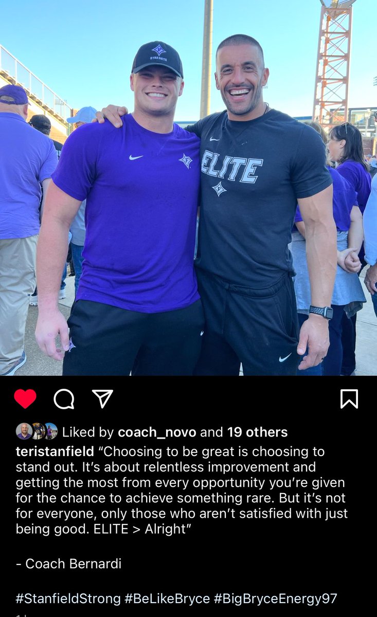 Coach Bernardi (@furmanstrength) on Twitter photo Miss this Dude and thankful for my time with you <a href="/BryceStanfield/">Bryce Stanfield</a> !! Thank you for sharing this Mrs. Stanfield !!!
CHOOSING TO BE GREAT IS CHOOSING TO STAND OUT !!
ELITE >GREAT>GOOD
YOU PICK DAILY!!!
LIVE LIFE TO THE FULLEST!!
#Eliteisthestandard Miss this Dude and thankful for my time with you <a href="/BryceStanfield/">Bryce Stanfield</a> !! Thank you for sharing this Mrs. Stanfield !!!
CHOOSING TO BE GREAT IS CHOOSING TO STAND OUT !!
ELITE >GREAT>GOOD
YOU PICK DAILY!!!
LIVE LIFE TO THE FULLEST!!
#Eliteisthestandard