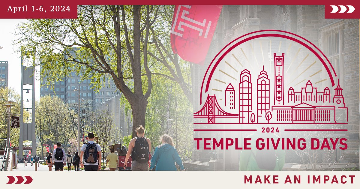 It’s #TempleGivingDays, a weeklong initiative of giving back to Temple. Your generosity will increase the affordability of a Temple education, break down barriers of inequity, and open doors to opportunities for all. #OwlsGiveTogether here: bit.ly/4auIvj4
