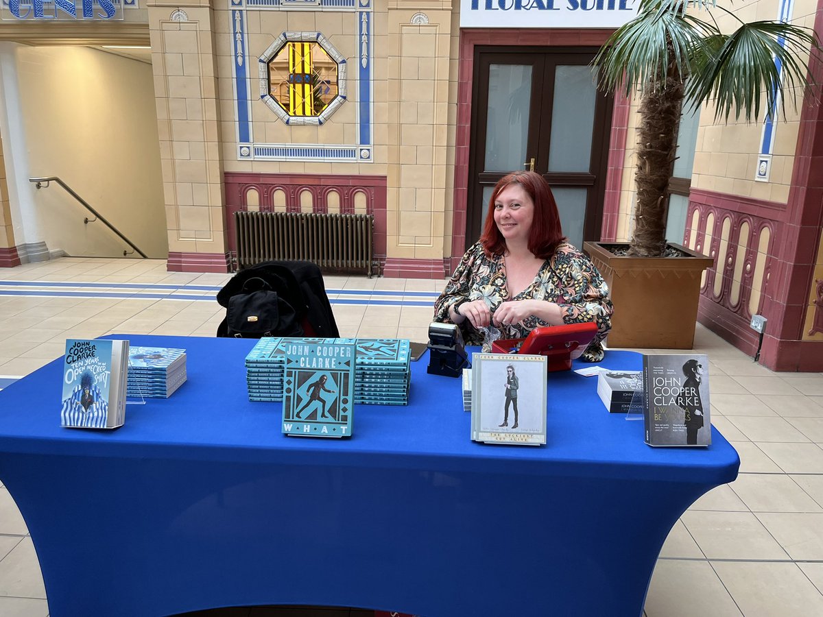 Angie and Laura are enjoying themselves tonight at Winter Gardens selling John Cooper Clarke books before his show! If you’re going to see it pop over and say hi 👋🏼