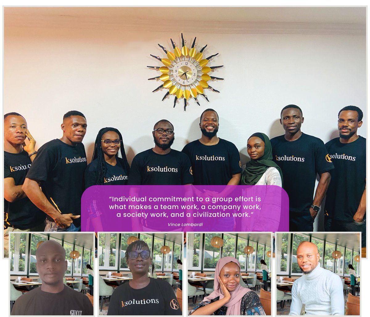 ksolutionsng's tweet photo. "Individual commitment to a group effort is what makes a team work, a company work, a society work, and a civilization work." 
🎉We had a remarkable first quarter, thanks to the incredible teamwork and effort put in by our team. You all are amazing and the best at what you do. 💪 https://t.co/SovpyWaMPE