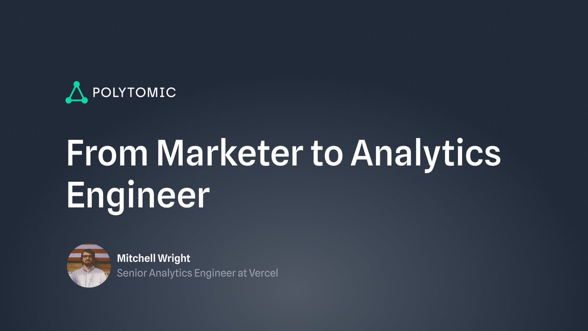 What is it like to transition from Marketing to the Data team? Our customer Mitchell Wright, Senior Analytics Engineer at @vercel, did exactly that. We interviewed him about his experience with this journey. We hope it can inspire others: polytomic.com/blog-posts/fro…