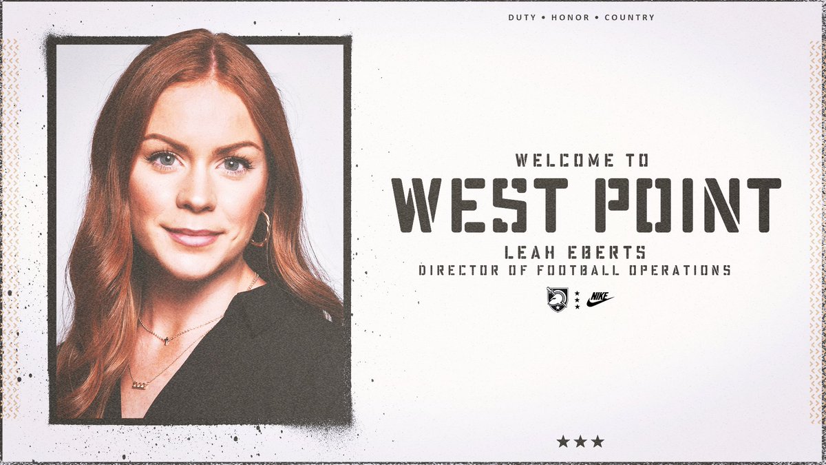 Welcome to West Point @LeahEberts! Eberts joins staff as Director of Football Operations. → goarmywestpoint.com/news/2024/4/3/… #GoArmy