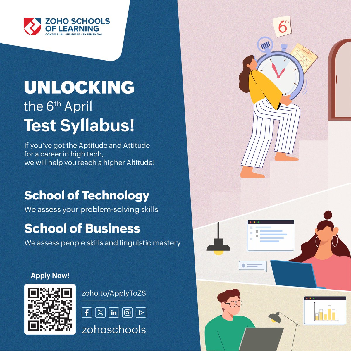 ZohoSchools's tweet image. Curious about our 6th April test syllabus?

If you've got the Aptitude and Attitude for a career in high tech, we will help you reach a higher Altitude!

Apply now!
zohoschools.com/admission-form

#zohoschools #zoho #entrancetest #applynow #alternativeeducation