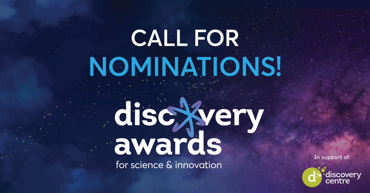 The @DiscoveryCntr's annual Discovery Awards honour individuals and organizations in Nova Scotia who’ve made outstanding contributions in the fields of science and technology. The 2024 call for nominations is out now: bit.ly/3TRrSYi