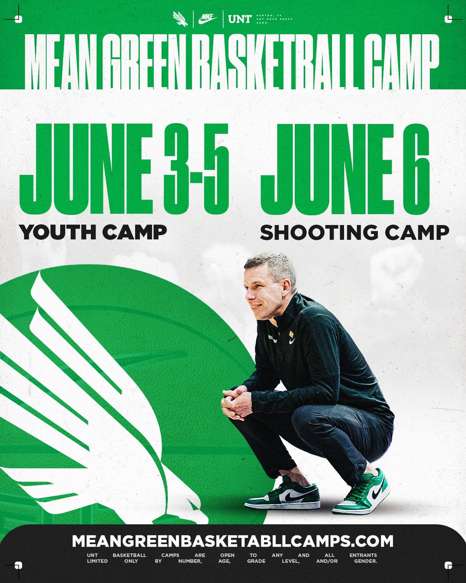 Spend your summer with the Mean Green! Sign up for our summer camps today! 📝 northtex.as/4aFKCkg #GMG