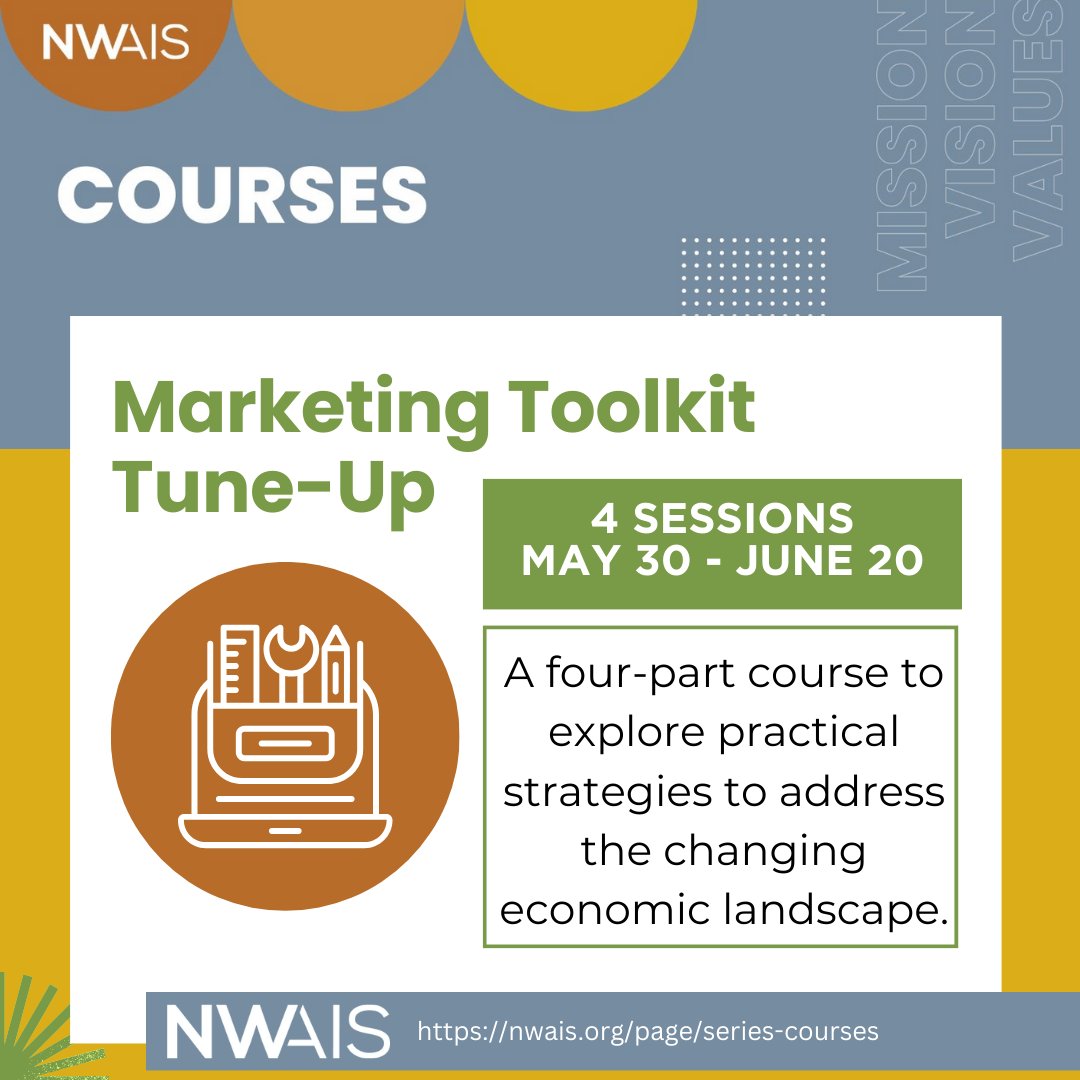 Enrollment lagging? Falling short of annual fund goals? Engagement not what it once was? It might be time for a Marketing Toolkit Tune-Up! This course will help refine your strategies in a constantly changing economic landscape. Part one kicks off May 30! nwais.org/events/EventDe…