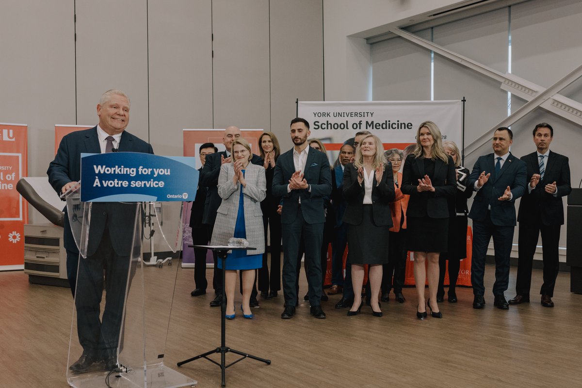 With a bold vision to create the foremost community-based doctor education in Canada, Premier Ford has announced that York’s new School of Medicine is slated to open in 2028. More details: shorturl.at/fjmR5

#ONPse #Onpoli #CdnPse #YorkU