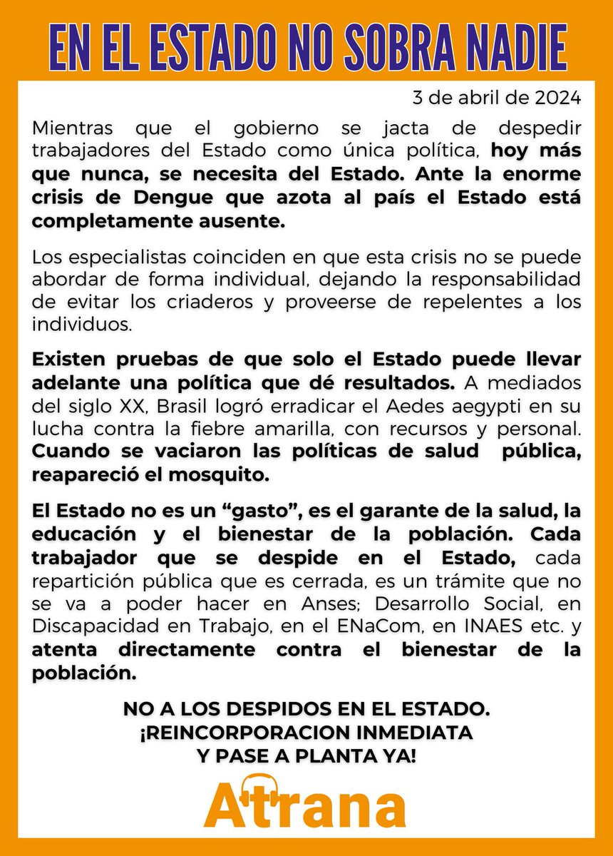 #Despidos #NOaLosDespidosEnElEstado